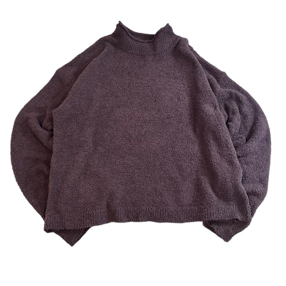 altar’d state chocolate brown teddy bear mock neck fuzzy sweater fall grunge y2k - Picture 2 of 8